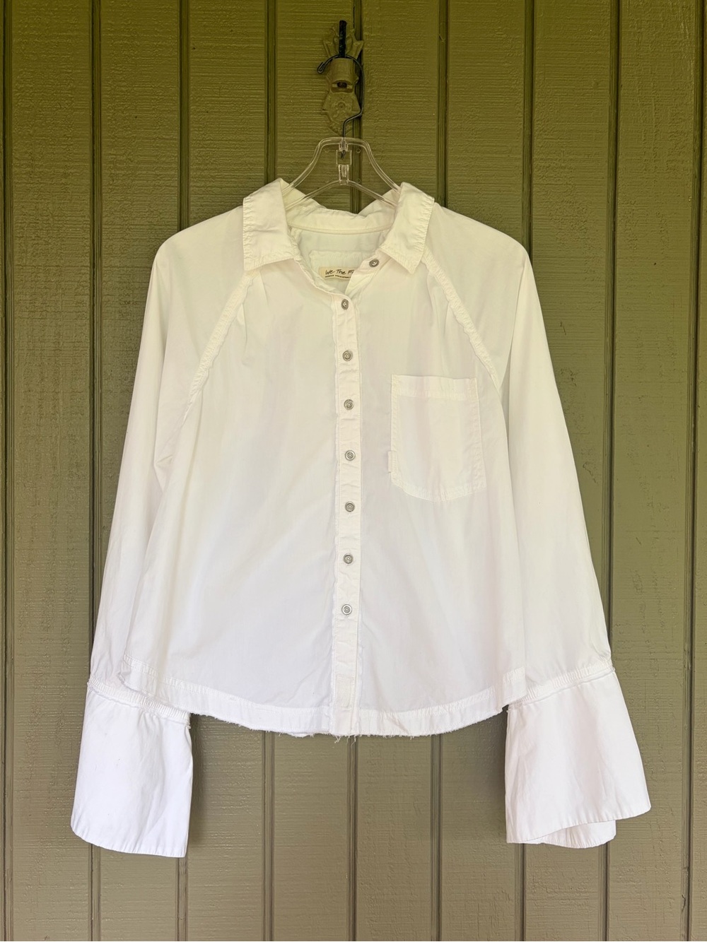 Free People We The Free Milano Top White Bell Sleeve Button Down EUC Medium